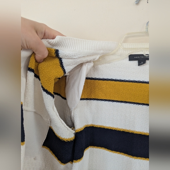 Ann Taylor Striped Nautical Cardigan Sweater, Yellow, White, & Black (SIZE S) - Picture 11 of 13